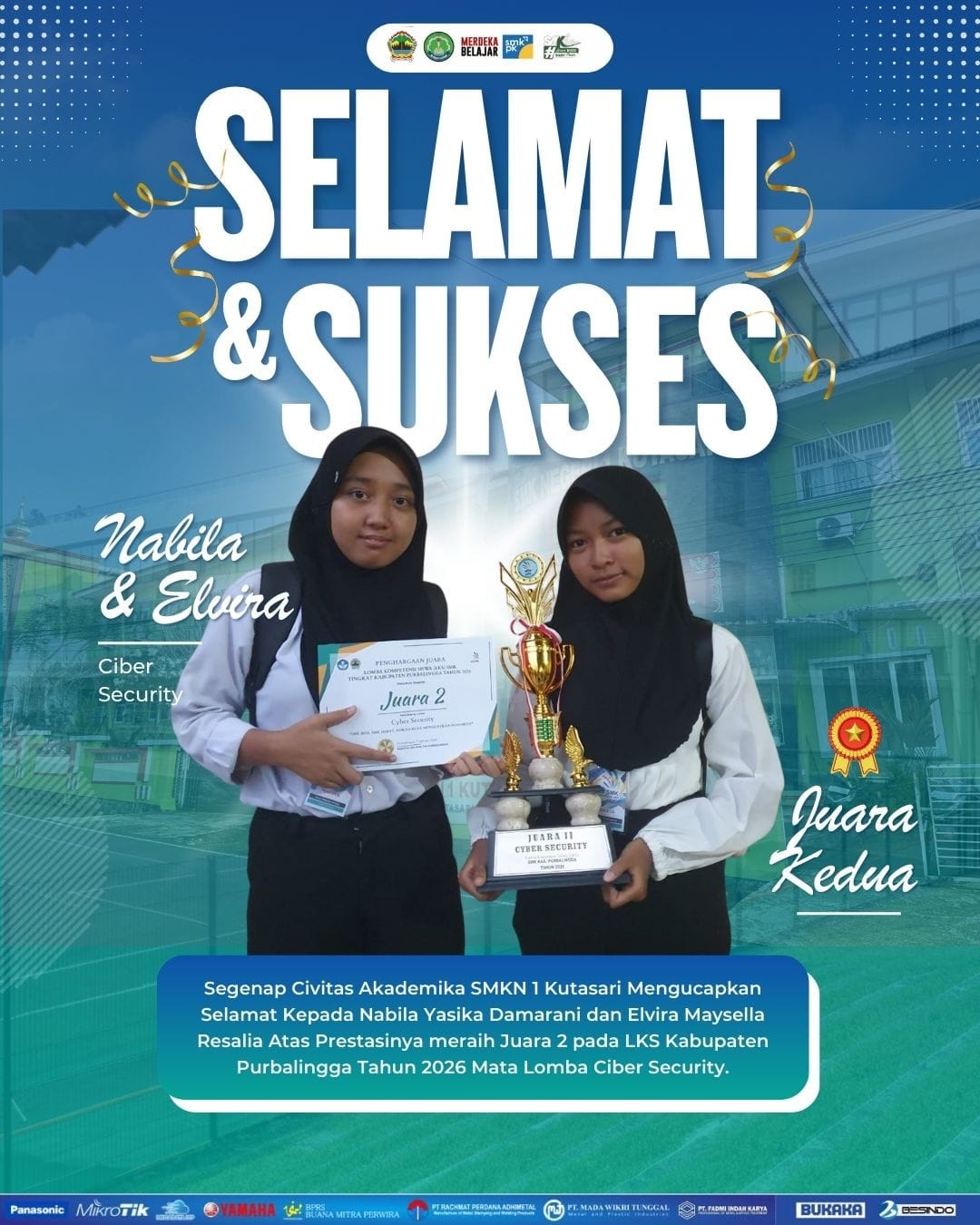 Peraih juara dua LKS Cyber Security tingkat Kabupaten Purbalingga 2026